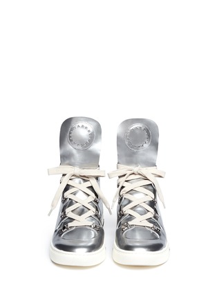 Figure View - Click To Enlarge - MARC BY MARC JACOBS - Metallic cutout leather sneakers