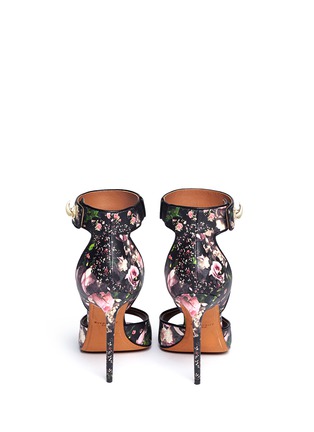Back View - Click To Enlarge - GIVENCHY - Collage floral print leather sandals