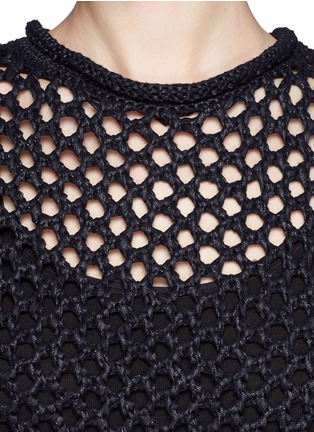 Detail View - Click To Enlarge - T BY ALEXANDER WANG - Nylon tape open knit short-sleeve sweater