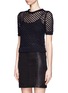 Front View - Click To Enlarge - T BY ALEXANDER WANG - Nylon tape open knit short-sleeve sweater