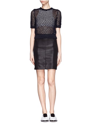 Figure View - Click To Enlarge - T BY ALEXANDER WANG - Nylon tape open knit short-sleeve sweater