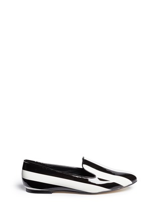 Main View - Click To Enlarge - PEDDER RED - Stripe patent leather slip-ons