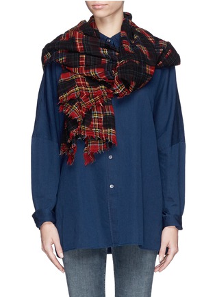 Figure View - Click To Enlarge - FRANCO FERRARI - Blotch check plaid wool scarf 