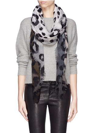 Figure View - Click To Enlarge - FRANCO FERRARI - Leopard print wool-cashmere scarf