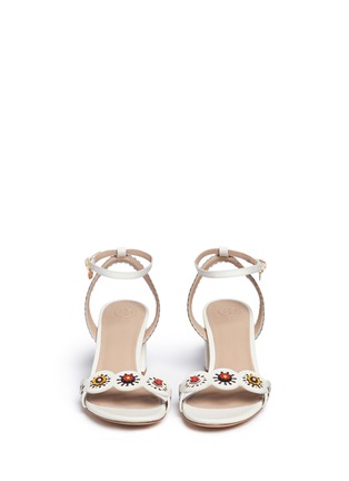 Front View - Click To Enlarge - TORY BURCH - 'Marguerite' floral stud perforated leather sandals