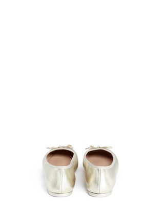 Back View - Click To Enlarge - TORY BURCH - 'Laila' bow metallic leather driver ballerinas