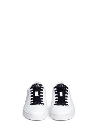 Front View - Click To Enlarge - MICHAEL KORS - 'Irving' glitter panel leather sneakers