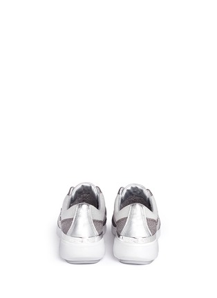 Back View - Click To Enlarge - MICHAEL KORS - 'Skyler' metallic knit and leather sneakers