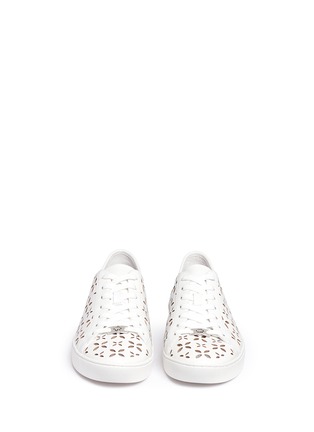 Front View - Click To Enlarge - MICHAEL KORS - 'Keaton' floral lasercut perforated leather sneakers