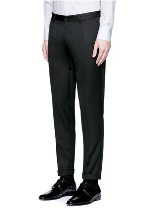 Front View - Click To Enlarge - - - Ribbon trim twill tuxedo pants