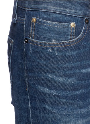 Detail View - Click To Enlarge - DENHAM - 'Razor' patchwork distressed slim fit jeans