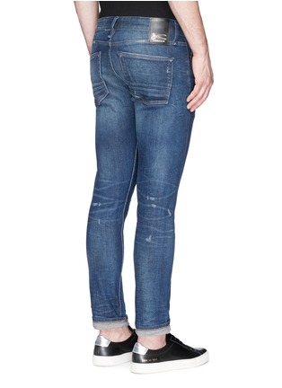 Back View - Click To Enlarge - DENHAM - 'Razor' patchwork distressed slim fit jeans