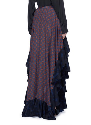 Back View - Click To Enlarge - LANVIN - Ruffle trim foulard print silk skirt