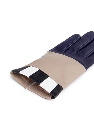 Detail View - Click To Enlarge - ARISTIDE - Colourblock check lambskin leather short gloves