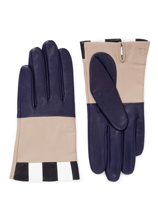 Main View - Click To Enlarge - ARISTIDE - Colourblock check lambskin leather short gloves
