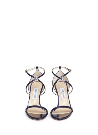 Front View - Click To Enlarge - JIMMY CHOO - 'Hesper 85' crisscross strap leather sandals