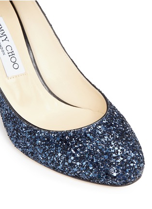 Detail View - Click To Enlarge - JIMMY CHOO - 'Helena' ankle strap coarse glitter pumps