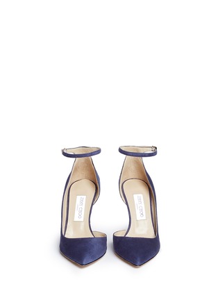 Front View - Click To Enlarge - JIMMY CHOO - 'Lucy 85' ankle strap suede d'Orsay pumps