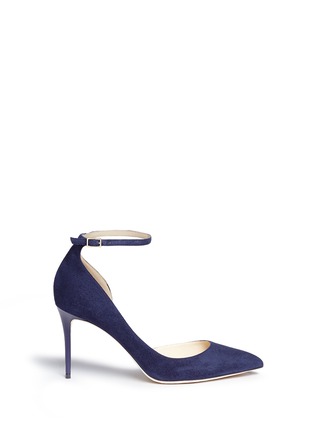 Main View - Click To Enlarge - JIMMY CHOO - 'Lucy 85' ankle strap suede d'Orsay pumps