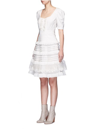 Front View - Click To Enlarge - 68244 - 'Sea' fish lace tiered ruffle dress