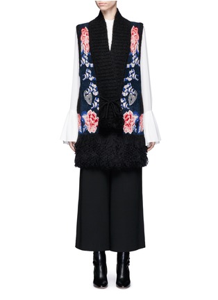 Main View - Click To Enlarge - 68244 - Wander' floral intarsia fringed wool-mohair gilet