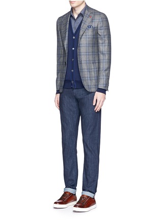 Figure View - Click To Enlarge - ISAIA - Dot jacquard wool cardigan