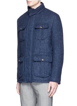 Front View - Click To Enlarge - ISAIA - Padded Donegal tweed travel jacket and neck pillow set