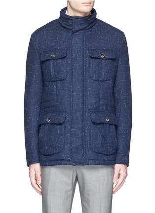 Main View - Click To Enlarge - ISAIA - Padded Donegal tweed travel jacket and neck pillow set
