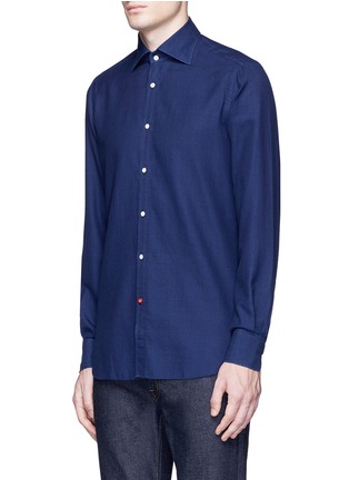 Front View - Click To Enlarge - ISAIA - 'Como' polka dot cotton herringbone shirt