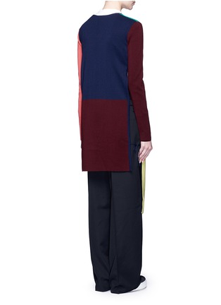 Back View - Click To Enlarge - PORTS 1961 - Colourblock knit asymmetric hem long cardigan