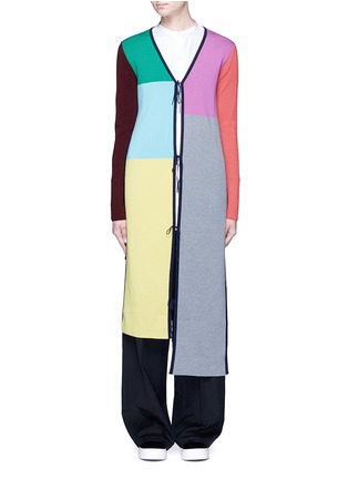 Main View - Click To Enlarge - PORTS 1961 - Colourblock knit asymmetric hem long cardigan