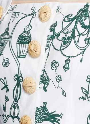 Detail View - Click To Enlarge - - - Wicker button Victorian Garden print poplin dress