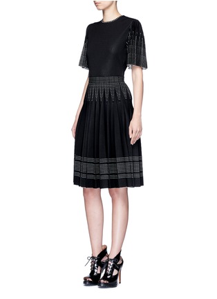 Figure View - Click To Enlarge - ALEXANDER MCQUEEN - Geometric jacquard pleated knit skirt