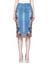 Main View - Click To Enlarge - ALICE & OLIVIA - 'Samir' floral embroidery denim pencil skirt