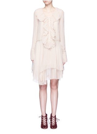 Main View - Click To Enlarge - CHLOÉ - Ruffle front crushed silk georgette dress