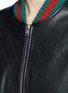 Detail View - Click To Enlarge - GUCCI - Tiger embroidery leather bomber jacket