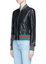 Front View - Click To Enlarge - GUCCI - Tiger embroidery leather bomber jacket
