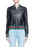 Main View - Click To Enlarge - GUCCI - Tiger embroidery leather bomber jacket
