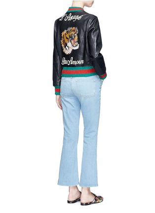 Figure View - Click To Enlarge - GUCCI - Tiger embroidery leather bomber jacket