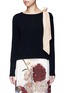 Main View - Click To Enlarge - VALENTINO GARAVANI - Contrast silk sash cashmere blend sweater