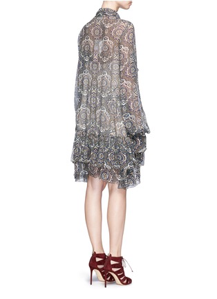 Back View - Click To Enlarge - CHLOÉ - Oriental print tiered silk crépon dress