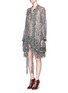 Figure View - Click To Enlarge - CHLOÉ - Oriental print tiered silk crépon dress