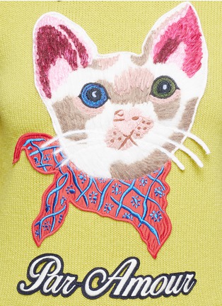 Detail View - Click To Enlarge - GUCCI - Cat embroidery wool turtleneck sweater
