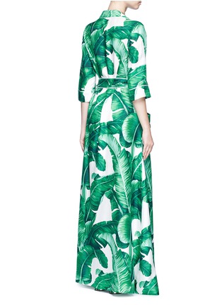 Back View - Click To Enlarge - - - Banana leaf print silk twill maxi dress