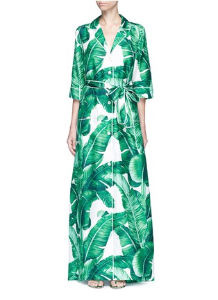 Main View - Click To Enlarge - - - Banana leaf print silk twill maxi dress