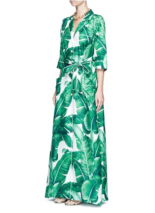 Figure View - Click To Enlarge - - - Banana leaf print silk twill maxi dress