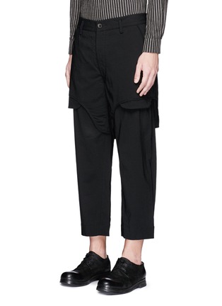 Front View - Click To Enlarge - ZIGGY CHEN - Shorts overlay wool blend pants