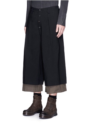 Front View - Click To Enlarge - ZIGGY CHEN - Extended lining wide leg wool blend pants