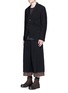 Figure View - Click To Enlarge - ZIGGY CHEN - Extended lining wide leg wool blend pants