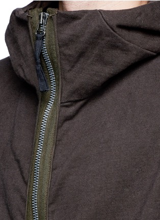 Detail View - Click To Enlarge - ZIGGY CHEN - Quilted patch cotton zip hoodie
